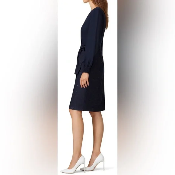 Rebecca Taylor Navy Cross Hatch Dress- Size 12 - Picture 2 of 11